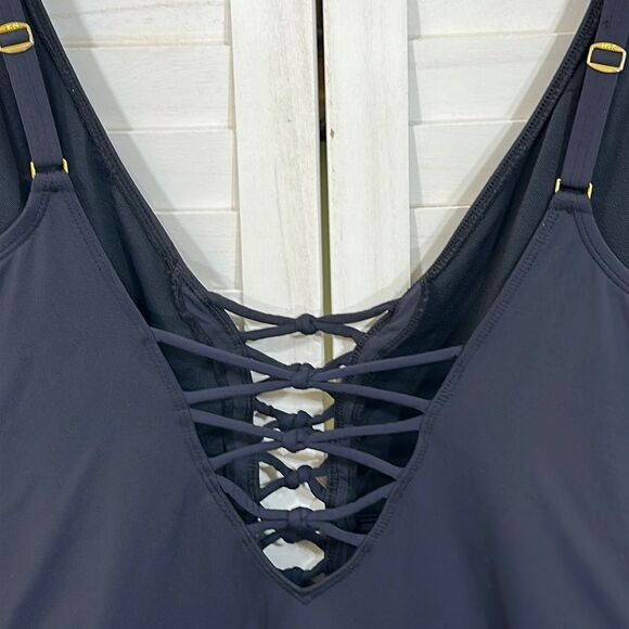 Bleu Swimdress Size 22W Rod Beattie Black Skirted - Picture 7 of 13